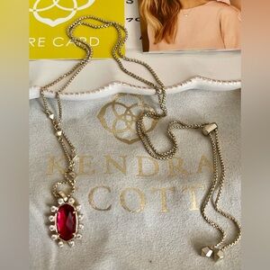 Kendra Scott Gold Brett Necklace with Ruby Red Gem